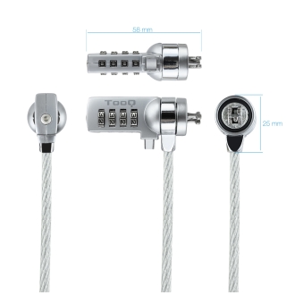 Cable de seguridad de portátil tipo Kensington TooQ con combinación 1.5m