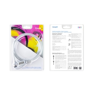 Cable de seguridad de portátil tipo Kensington TooQ con combinación 1.5m