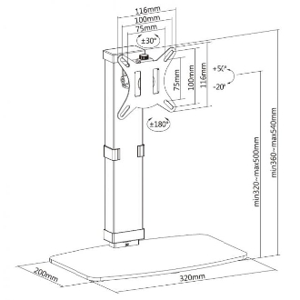 Soporte de mesa Equip 650126 17" a 32" regulable con peana