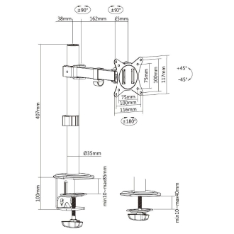 Soporte de mesa Equip 650156 17" a 32" con brazo negro