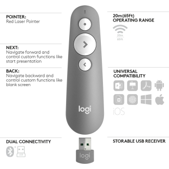 Presenter Logitech Wireless Presenter R500s gris