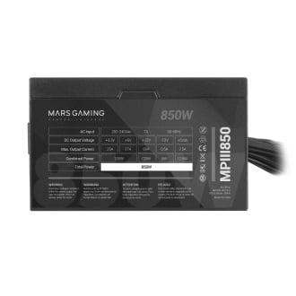 Fuente Mars Gaming MP III 850W Eficiencia 85% PFC Activo