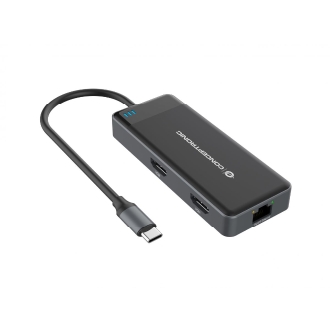 Adaptador USB tipo C Conceptronic 2xHDMI 1xUSB-C PD 100W 3xUSB-A 1xGb RJ45
