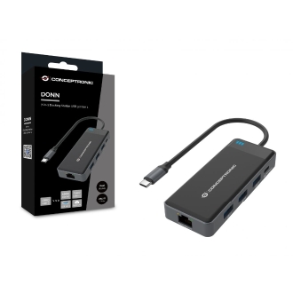 Adaptador USB tipo C Conceptronic 2xHDMI 1xUSB-C PD 100W 3xUSB-A 1xGb RJ45