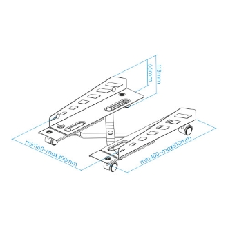 SOPORTE DE CPU CON RUEDAS METALICO TOOQ UMCS0024-B AJUSTABLE 160-300MM NEGRO