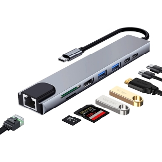 Adaptador Ewent USB Tipo C HDMI 4K 87W 1xUSB-C PD 1x USB-C/ 2x USB-A LAN