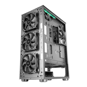 Caja torre E-ATX Mars Gaming MC-PRO2 XXL Black, frontal con rejilla, 3+2 ventiladores