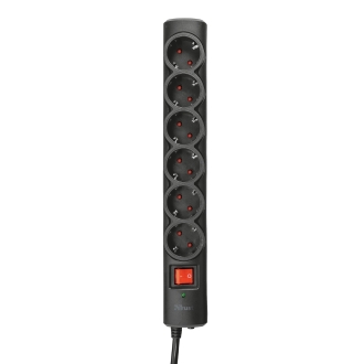 Regleta Trust 6 tomas Schuko Protección Interruptor negro 21059