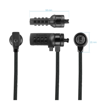 Cable de seguridad de portátil tipo Kensington TooQ con combinación 1.5m