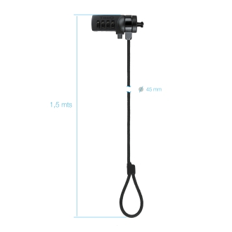 Cable de seguridad de portátil tipo Kensington TooQ con combinación 1.5m