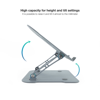 Soporte elevador para portátil Tooq Tqlrs0033-al ergonómico plegable regulable 11"-17.3" gris