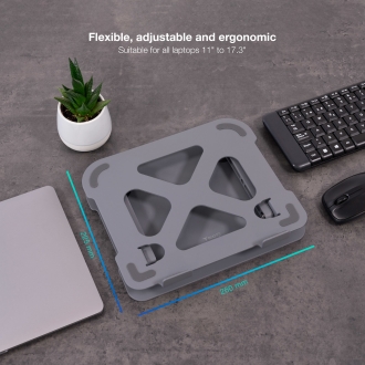 Soporte elevador para portátil Tooq Tqlrs0033-al ergonómico plegable regulable 11"-17.3" gris