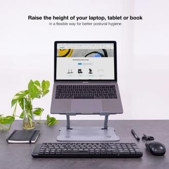 Soporte elevador para portátil Tooq Tqlrs0033-al ergonómico plegable regulable 11"-17.3" gris