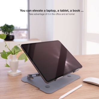 Soporte elevador para portátil Tooq Tqlrs0033-al ergonómico plegable regulable 11"-17.3" gris