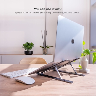 Soporte elevador para portatil Tooq Tqlrs0033-al Ultra-plegable regulable 11-15" gris