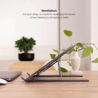 Soporte elevador para portatil Tooq Tqlrs0033-al Ultra-plegable regulable 11-15" gris