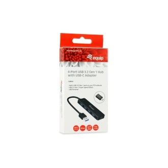 Hub USB Equip Life a 4 puertos USB 3.2, 1 puerto USB-C + adaptador