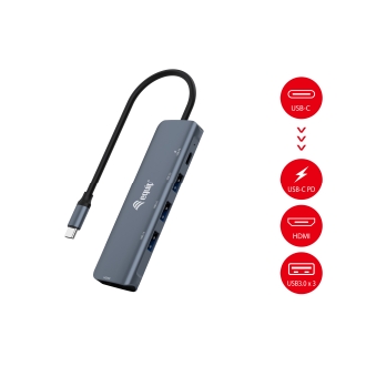 Adaptador USB tipo C  Equip 1xHDMI 4k 1xUSB-C Pd 100w 3xUSB-A 3.2