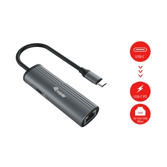 Adaptador USB tipo C Equip 1xUSB-C Pd 100w 1x1GB Rj45 Wakeonlan