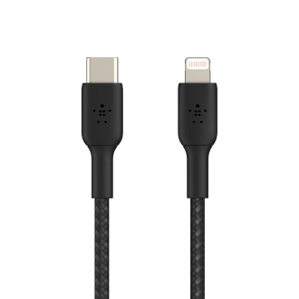 Cable Belkin USB tipo C macho a Lightning trenzado Boost Charge 1m negro