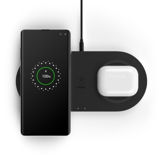 Base de carga inalámbrica doble Belkin 10W Boost Charge negro