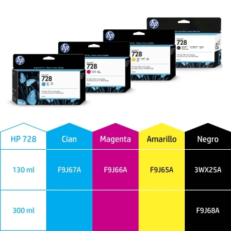 Cartucho original HP 728 negro mate
