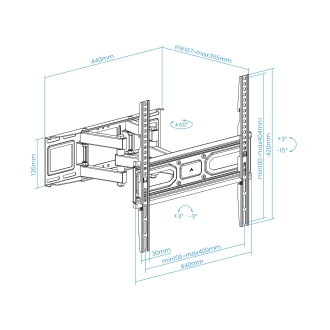 Soporte de pared TooQ LP7846TN-B 32" a 70" con doble brazo extensible