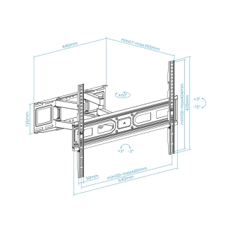 Soporte de pared TooQ LP7866TN-B 37" a 80" con doble brazo extensible