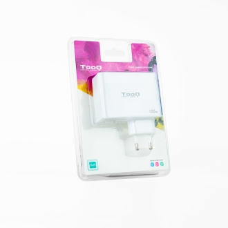 Cargador de pared TooQ 2xUSB-C/PD USB-A/QC 100W con sistema GAN