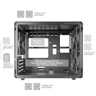 Caja compacta mATX Mars Gaming MCM Pro Cube con 3 ventiladores RGB negro