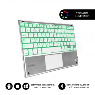 Teclado para tablet Subblim Smart Backlit BT Keyboard Touchpad silver