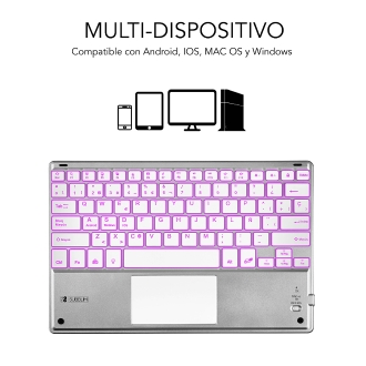 Teclado para tablet Subblim Smart Backlit BT Keyboard Touchpad silver