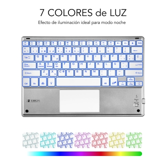 Teclado para tablet Subblim Smart Backlit BT Keyboard Touchpad silver