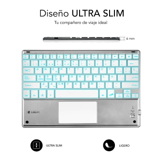 Teclado para tablet Subblim Smart Backlit BT Keyboard Touchpad silver