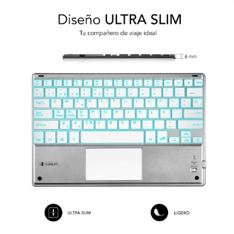 Teclado para tablet Subblim Smart Backlit BT Keyboard Touchpad silver