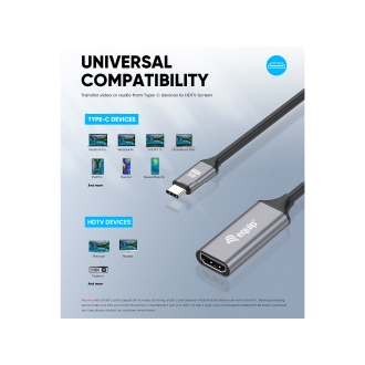Adaptador Equip USB Tipo C macho a HDMI hembra 2.0 4K 15cm