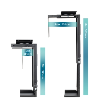 Soporte de CPU suspendido TooQ TQMUD01 ajustable para equipos de 300-533 mm alto 88-203 mm