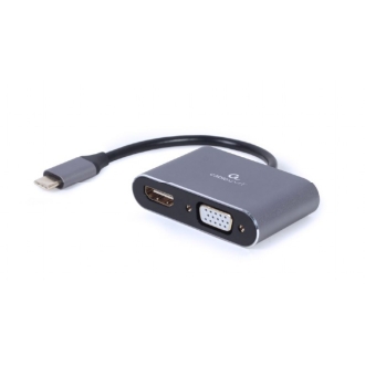 Adaptador Gembird USB tipo C a 1xHDMI 1xVGA