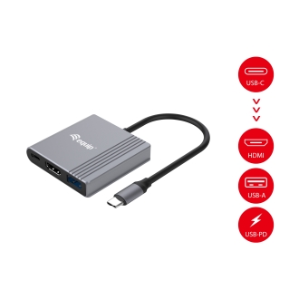Docking USB tipo C Equip 133488 a 1xHDMI 4K USB-A USB-C PD 100W