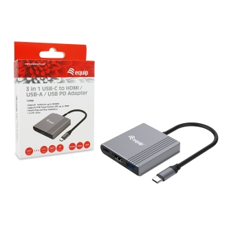 Docking USB tipo C Equip 133488 a 1xHDMI 4K USB-A USB-C PD 100W