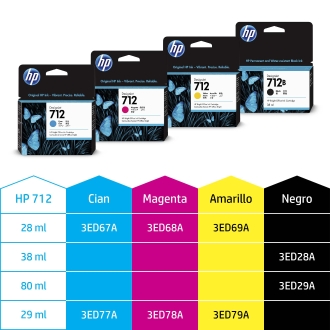 Pack 3 cartuchos originales HP 712 amarillo
