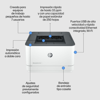 Impresora HP LaserJet Pro 3002dn A4 33ppm red duplex