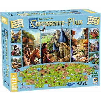 Devir Carcassonne Plus - Juego de Mesa Estratégico y Familiar para 2 a 6 Jugadores a Partir de 8 Años