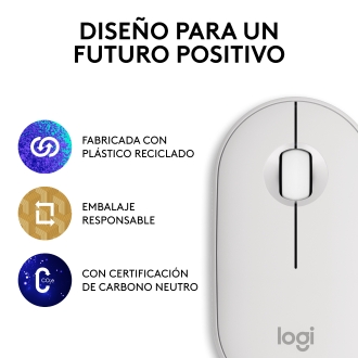 Ratón inalámbrico Logitech pebble mouse 2 m350s blanco