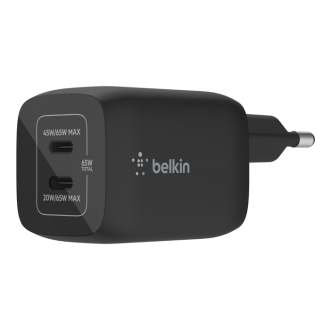 Cargador Belkin 2xUSB tipo C Gan Boost Charge Pro 65W (45W + 20W) negro
