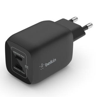 Cargador Belkin 2xUSB tipo C Gan Boost Charge Pro 65W (45W + 20W) negro