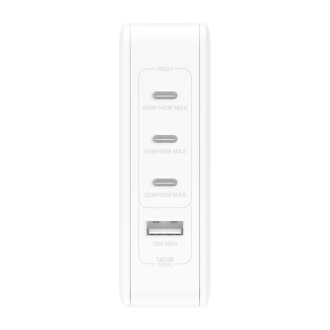 Cargador Belkin 3xUSB tipo C 1xUSB-A Gan Boost Charge 140W blanco
