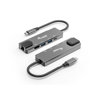 Adaptador USB tipo C Equip 1xHDMI 4k 1xUSB-C Pd 100w 2xUSB-A 5gb/s 1xGB Rj45