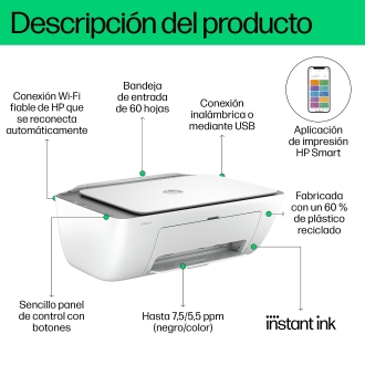 Multifunción HP DeskJet 2820E A4 WiFi blanca