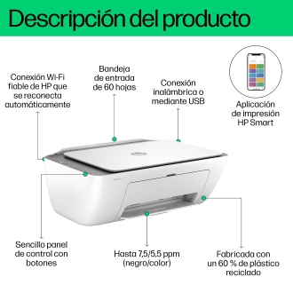 Multifunción HP DeskJet 2820E A4 WiFi blanca